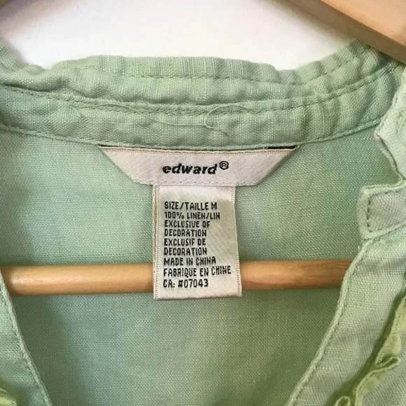 Y2K Edward Linen Blouse Fairy Whimsical Renfaire Medieval Ruffled Popover Top - Picture 5 of 9